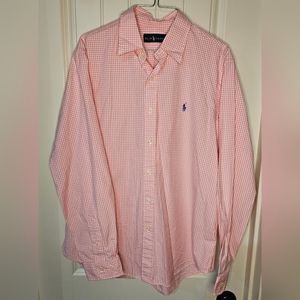 🎉HostPick🎉[Ralph Lauren] Men's Pink & White Gingham Button Down Custom Fit 《L》